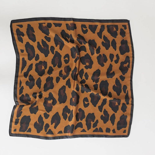 Sylvie Leopard Square Scarf: Brown