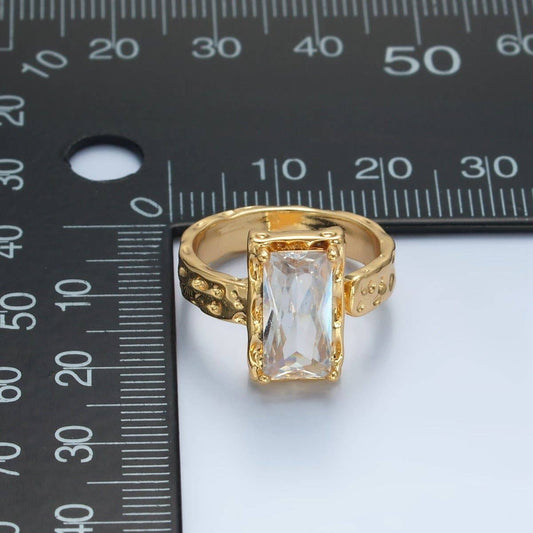 CZ Baguette Hammered Wrap Band Ring