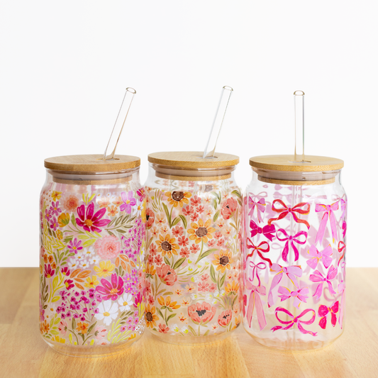 16 oz Primrose Petals Glass Can
