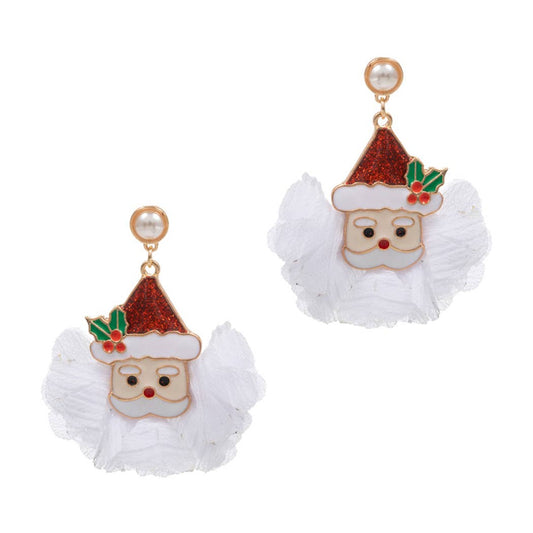 Lace Beard Santa Post Earrings