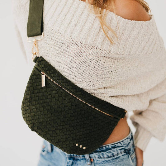 Suede Westlyn Woven Bum Bag: Suede Olive