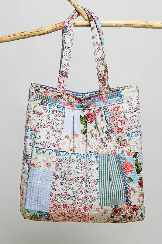 Positano Quilted Patchwork Print Shoulder Tote Bag
