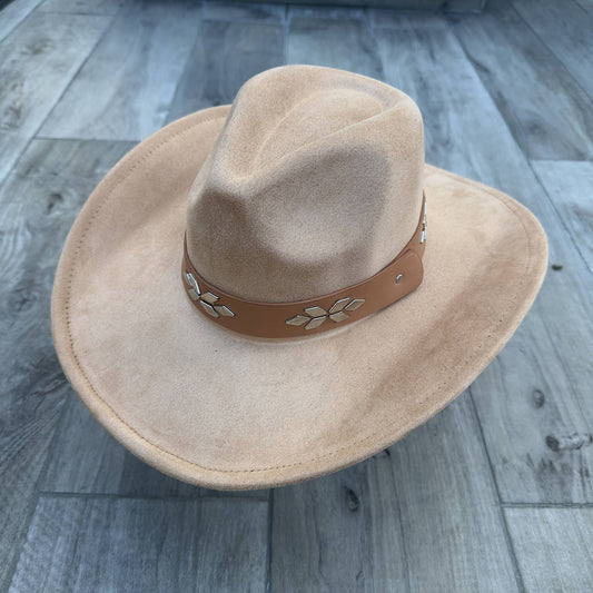 Fashion Vegan Suede Cowboy Hat: Camel