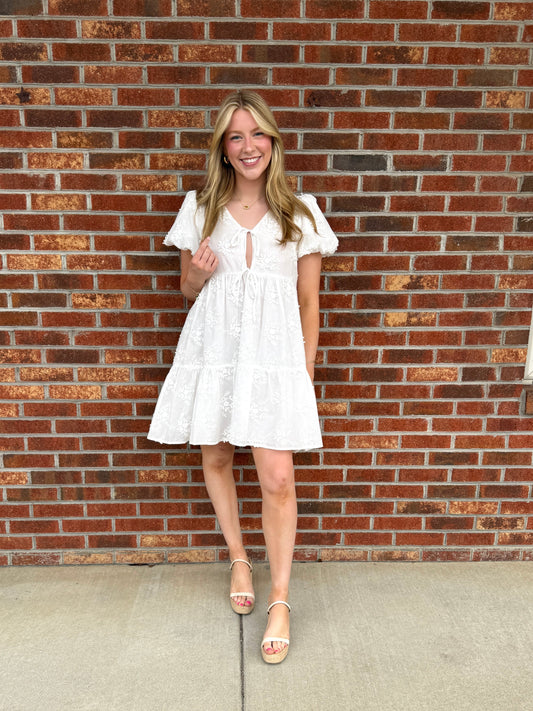 Whispering Bloom Dress - White