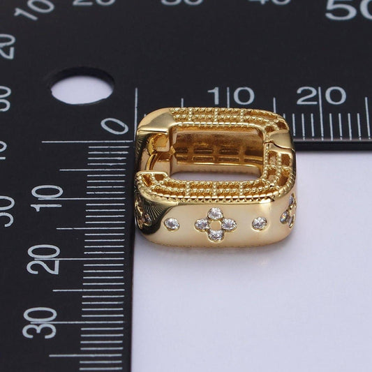 CZ Square Huggies Earrings