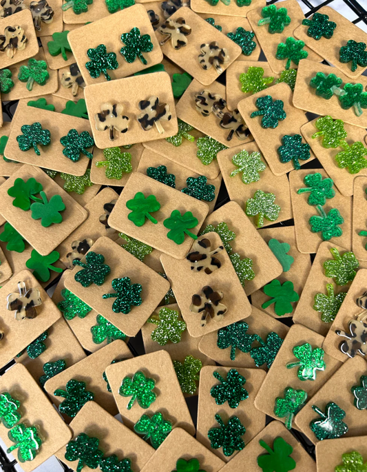 π OMG! Shamrock Acrylic Stud Earrings π