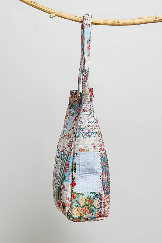 Positano Quilted Patchwork Print Shoulder Tote Bag