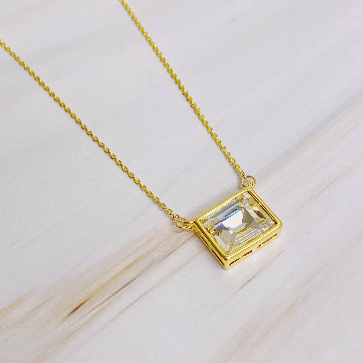 Sweet Square Pendant Necklace: Princess Pink