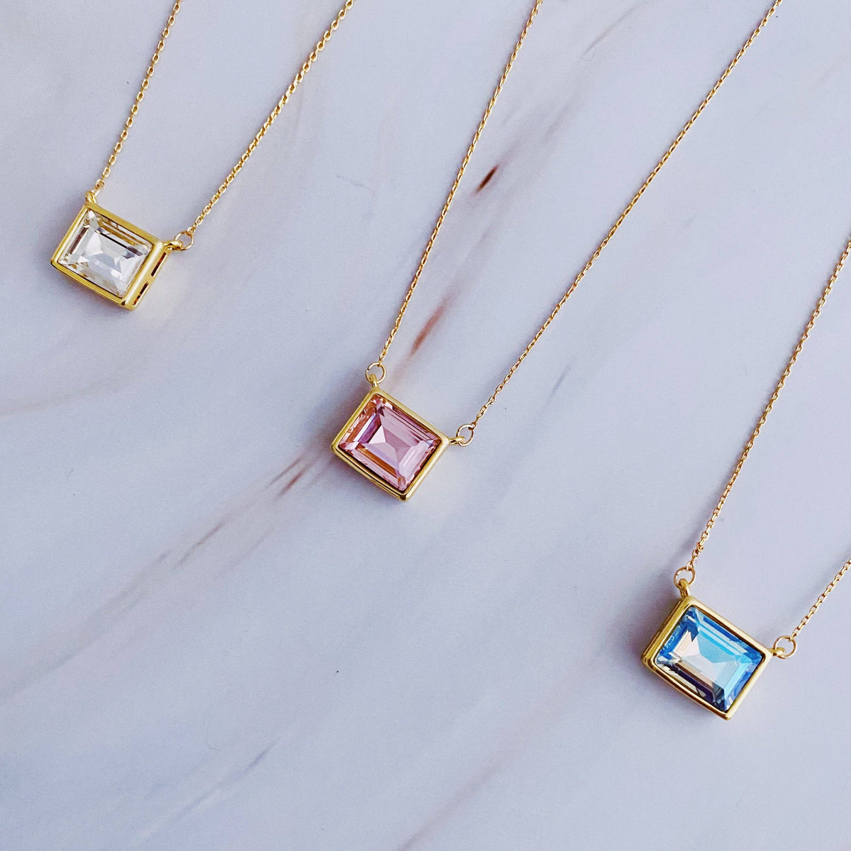 Sweet Square Pendant Necklace: Princess Pink
