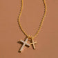 Cz Pave Double Cross Pendant Necklace: S