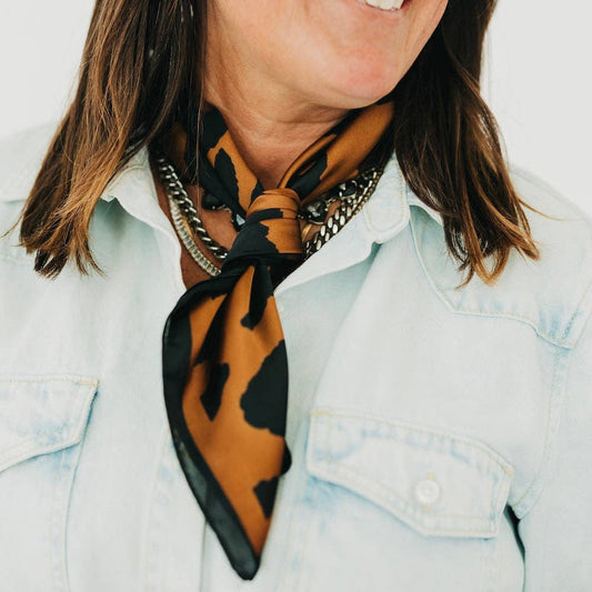 Sylvie Leopard Square Scarf: Brown