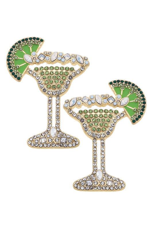 Grande Pave Margarita Earrings in Green & White