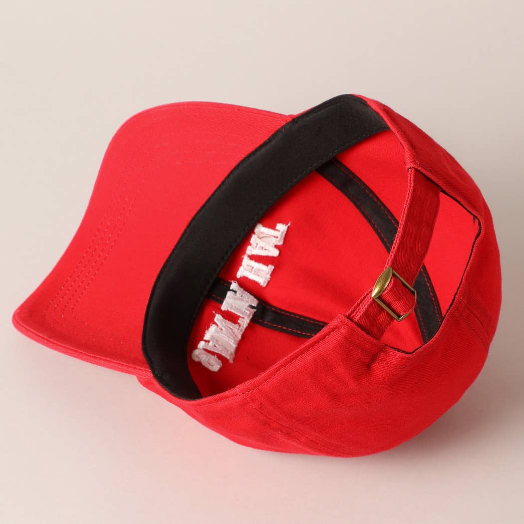 Santa Hat Text Embroidery Baseball Cap: Red