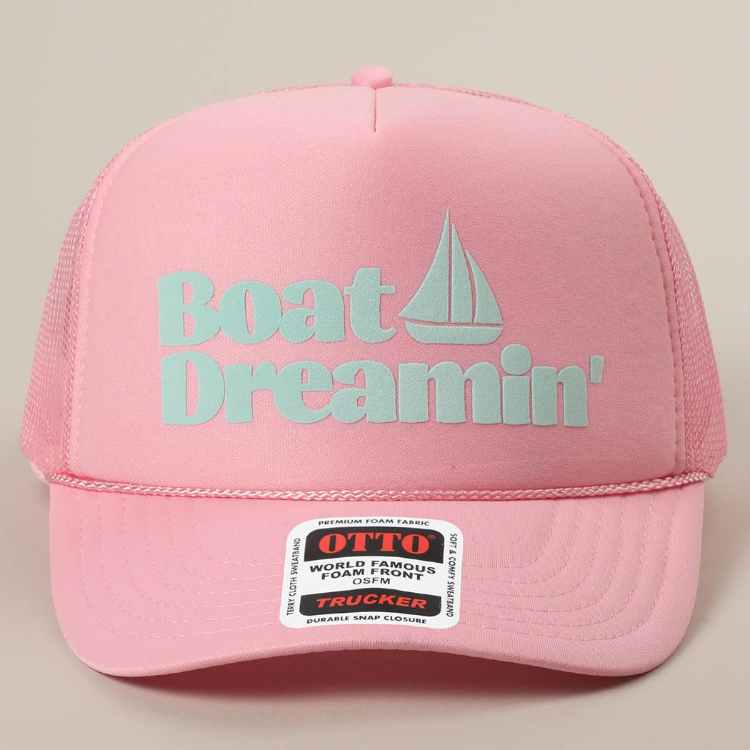 Boat Dreamin' Text Logo Printed Mesh Back Cap
