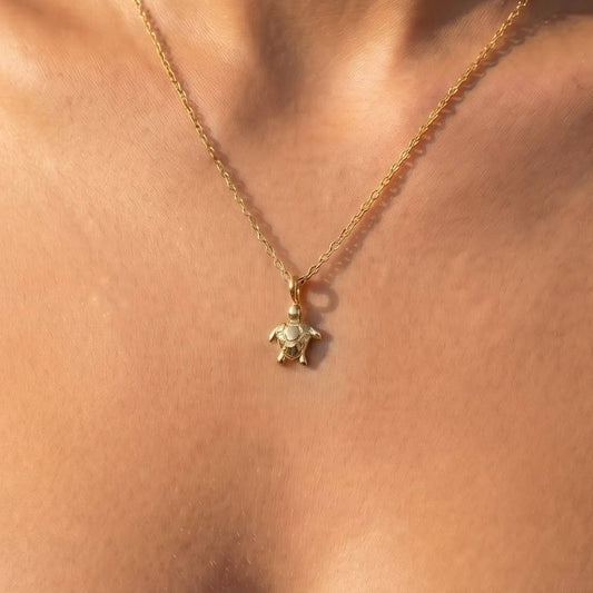 Gold Dipped Turtle Pendant Necklace: G