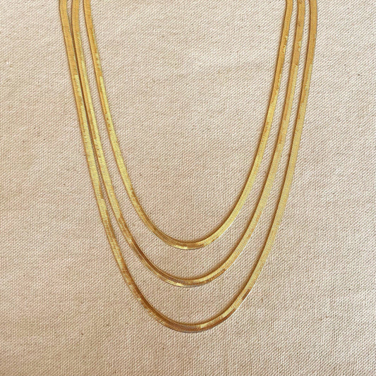18k Gold Filled 4.0mm Thickness Herringbone Chain Necklace : 18 inches