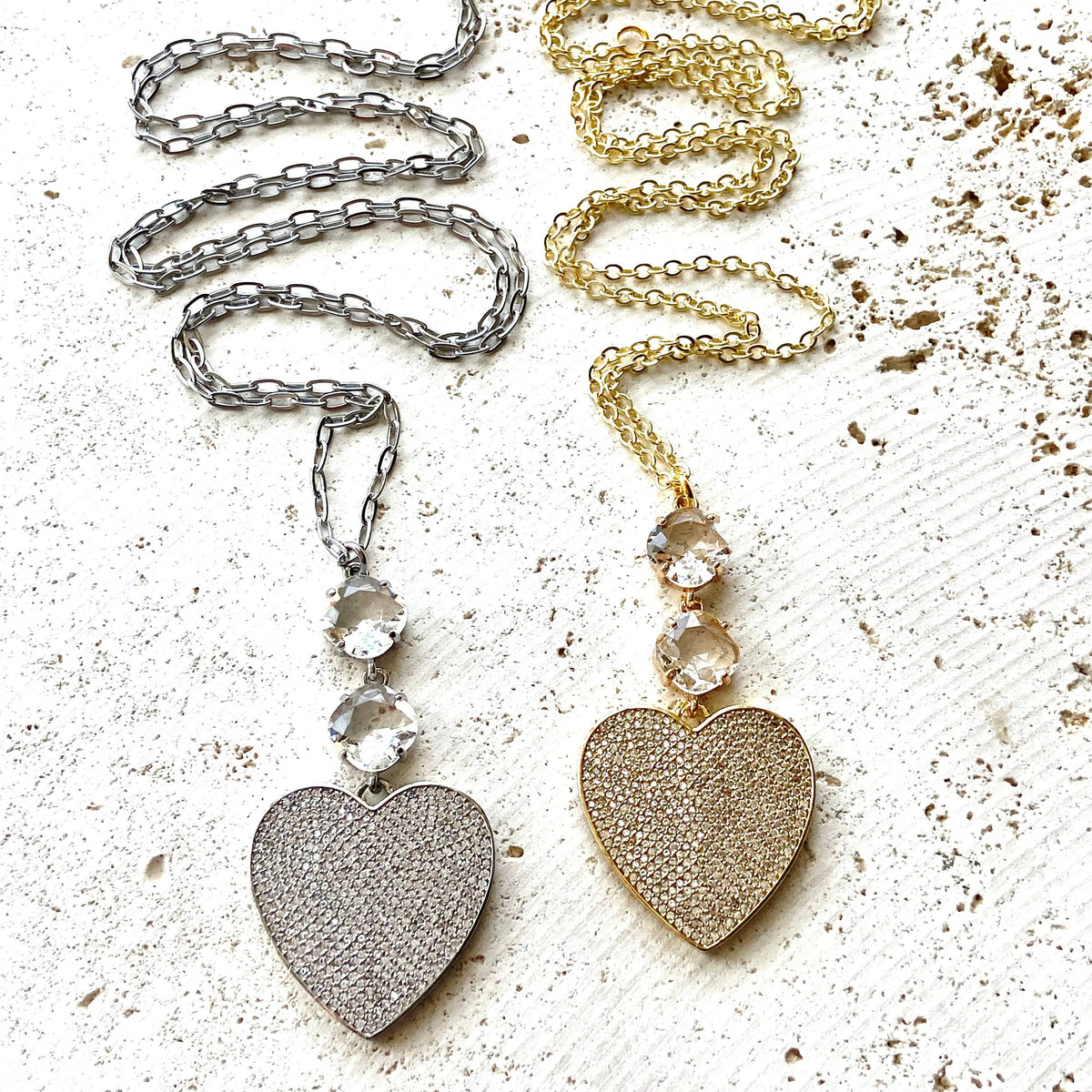 Crystal heart necklace valentine jewelry boutique gift: Gold