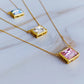 Sweet Square Pendant Necklace: Princess Pink