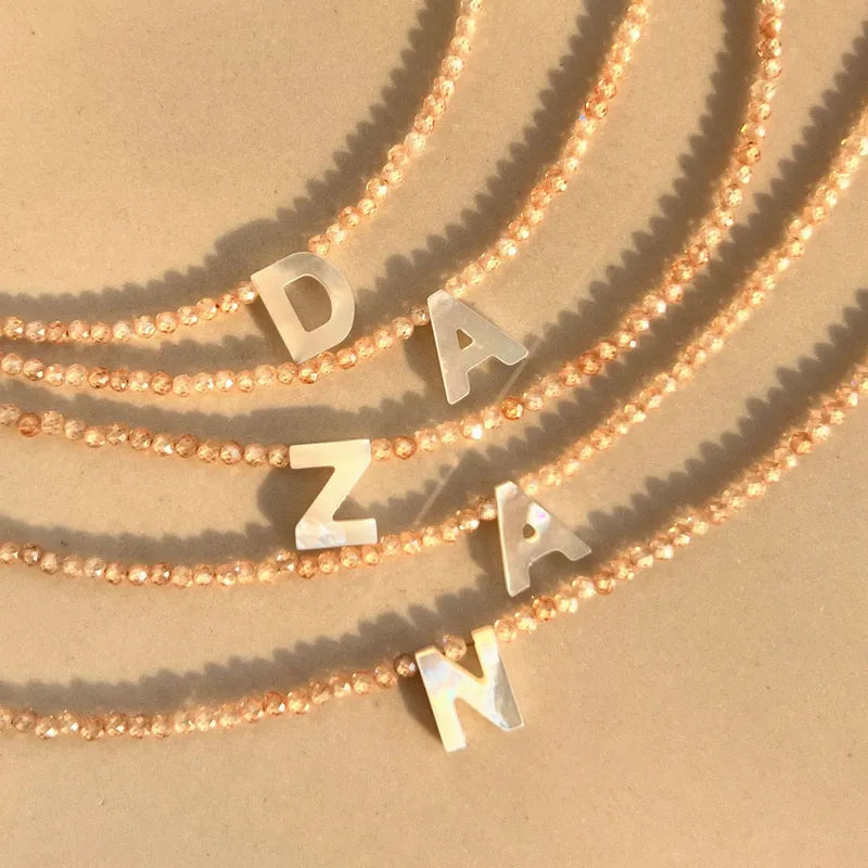 Beaded Shell Initial Necklace