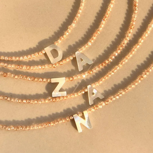 Beaded Shell Initial Necklace