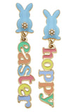 Hoppy Easter Enamel Earrings in Pastel Multi
