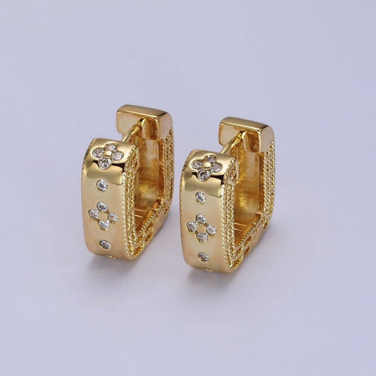 CZ Square Huggies Earrings