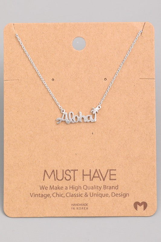 Aloha Palm Tree Pendant Necklace