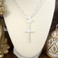 Divine Simplicity – Hammered Cross Front Toggle Necklace: Worn Silver Tone