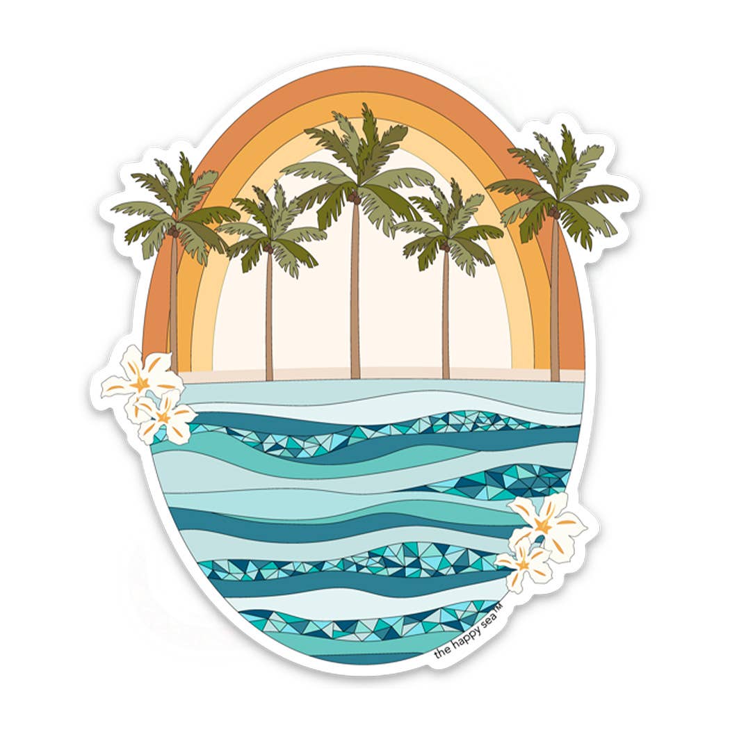 4" Retro Rainbow Sticker