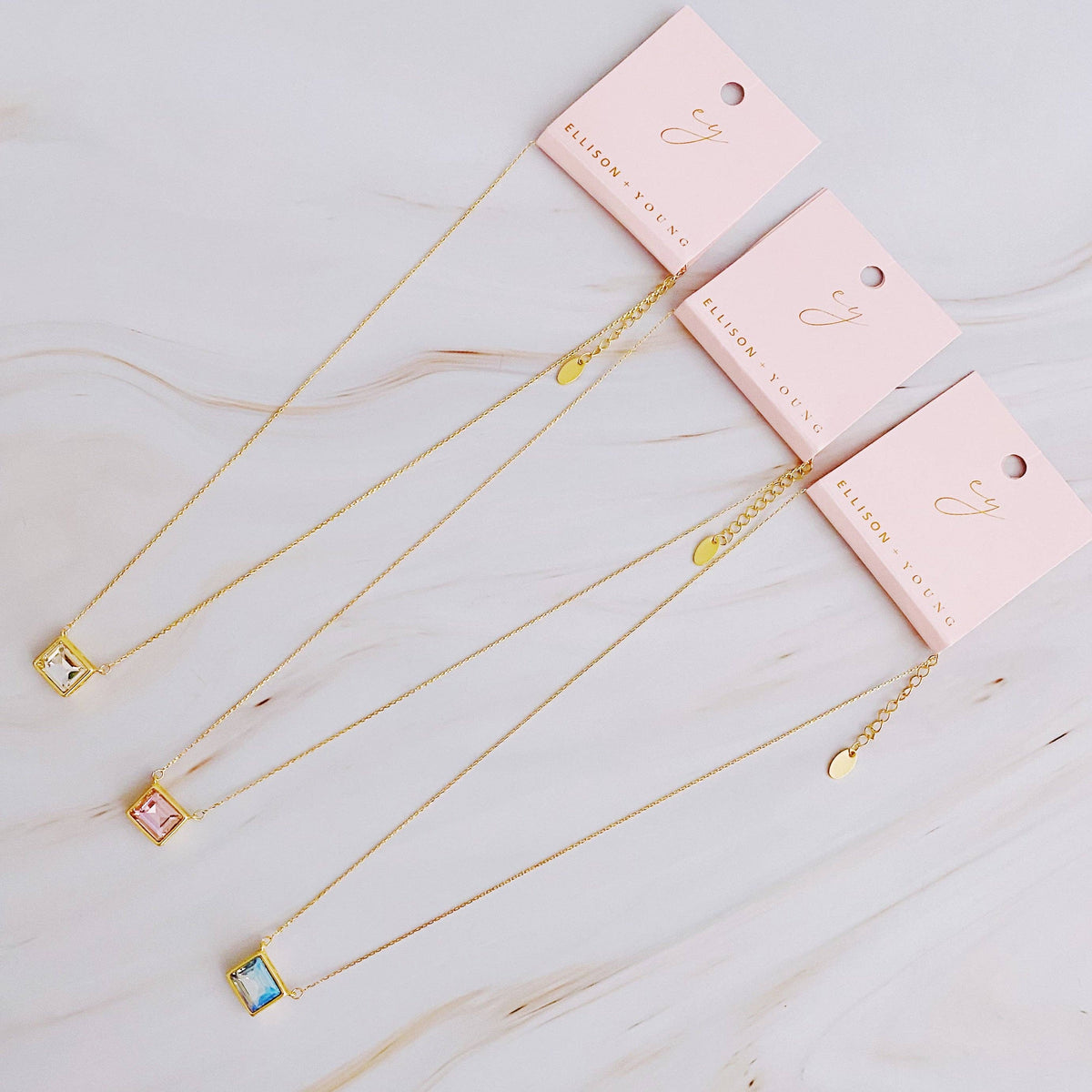 Sweet Square Pendant Necklace: Princess Pink