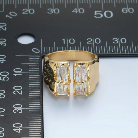 Double Baguette CZ Signet Wrap Ring