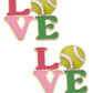Tennis Love Stacked Enamel Stud Earrings in Pink & Green