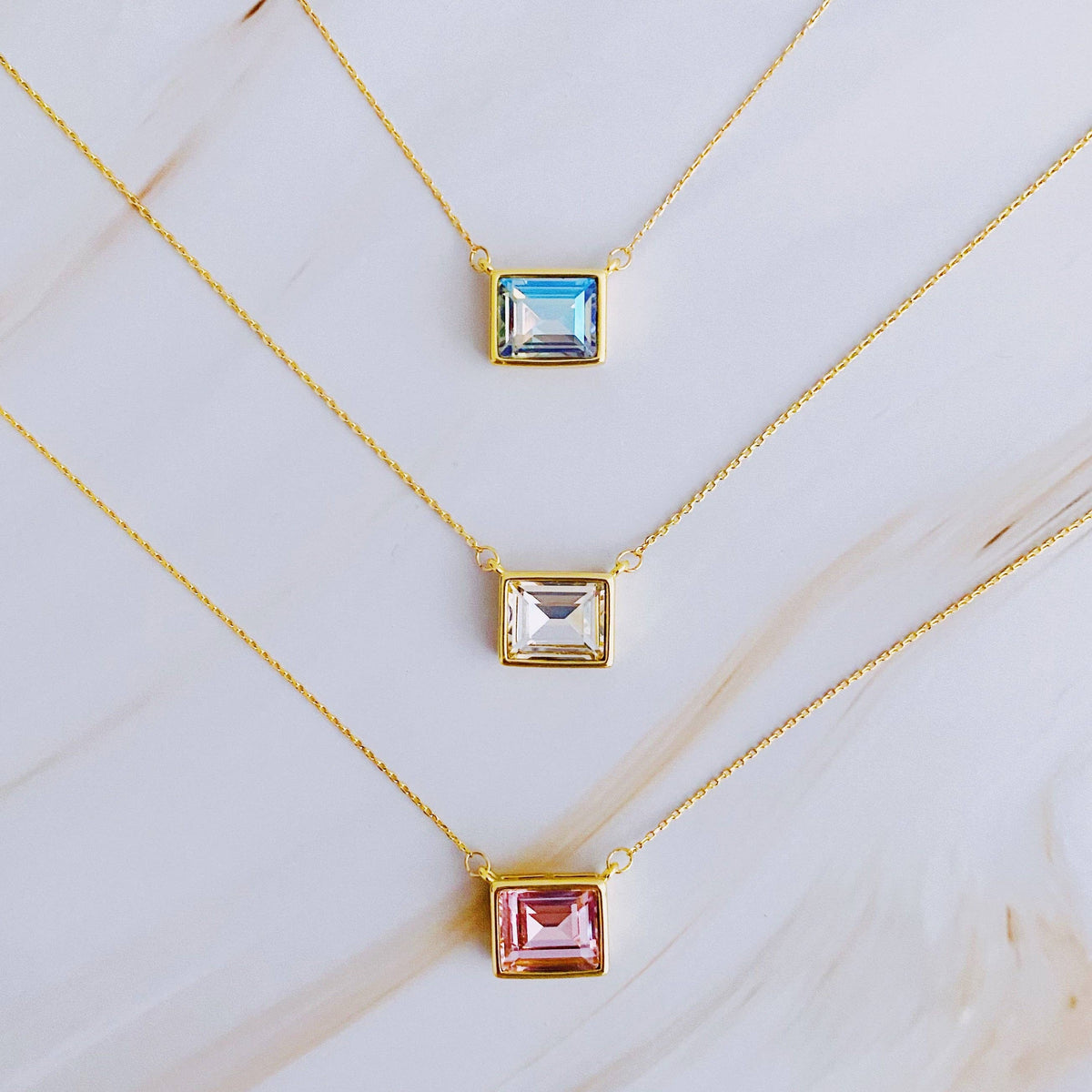 Sweet Square Pendant Necklace: Princess Pink