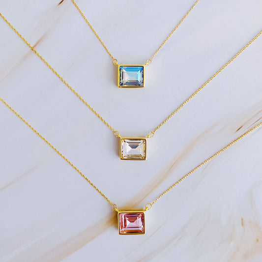 Sweet Square Pendant Necklace: Princess Pink