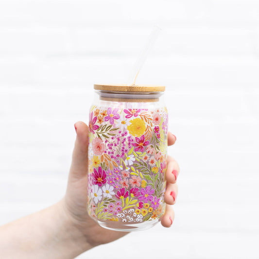 16 oz Primrose Petals Glass Can