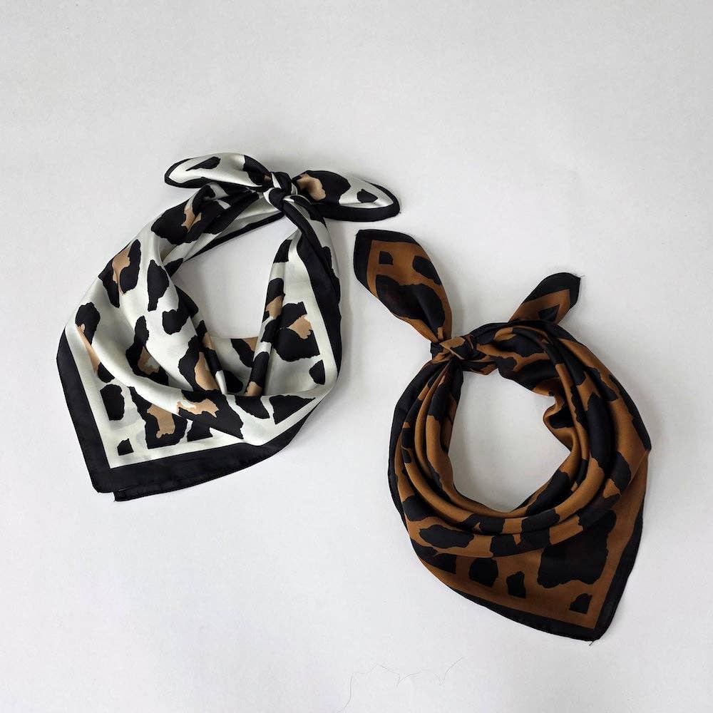 Sylvie Leopard Square Scarf: Brown