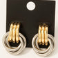 Gold Dipped Two Tone Multi Layered Link Dangle Earrings: Gold