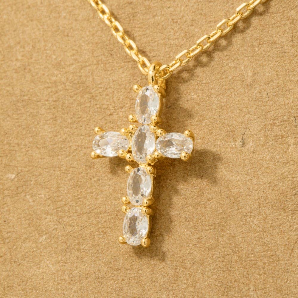 CZ Cross Pendant Necklace