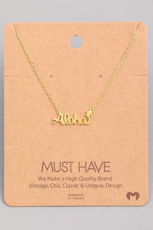 Aloha Palm Tree Pendant Necklace