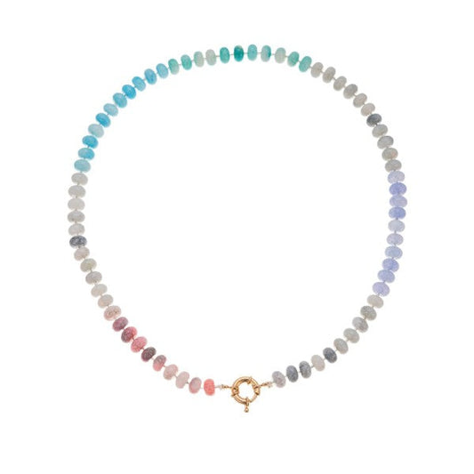 Natural Stone Semi-precious Glass Mixed Necklace- sweet tart