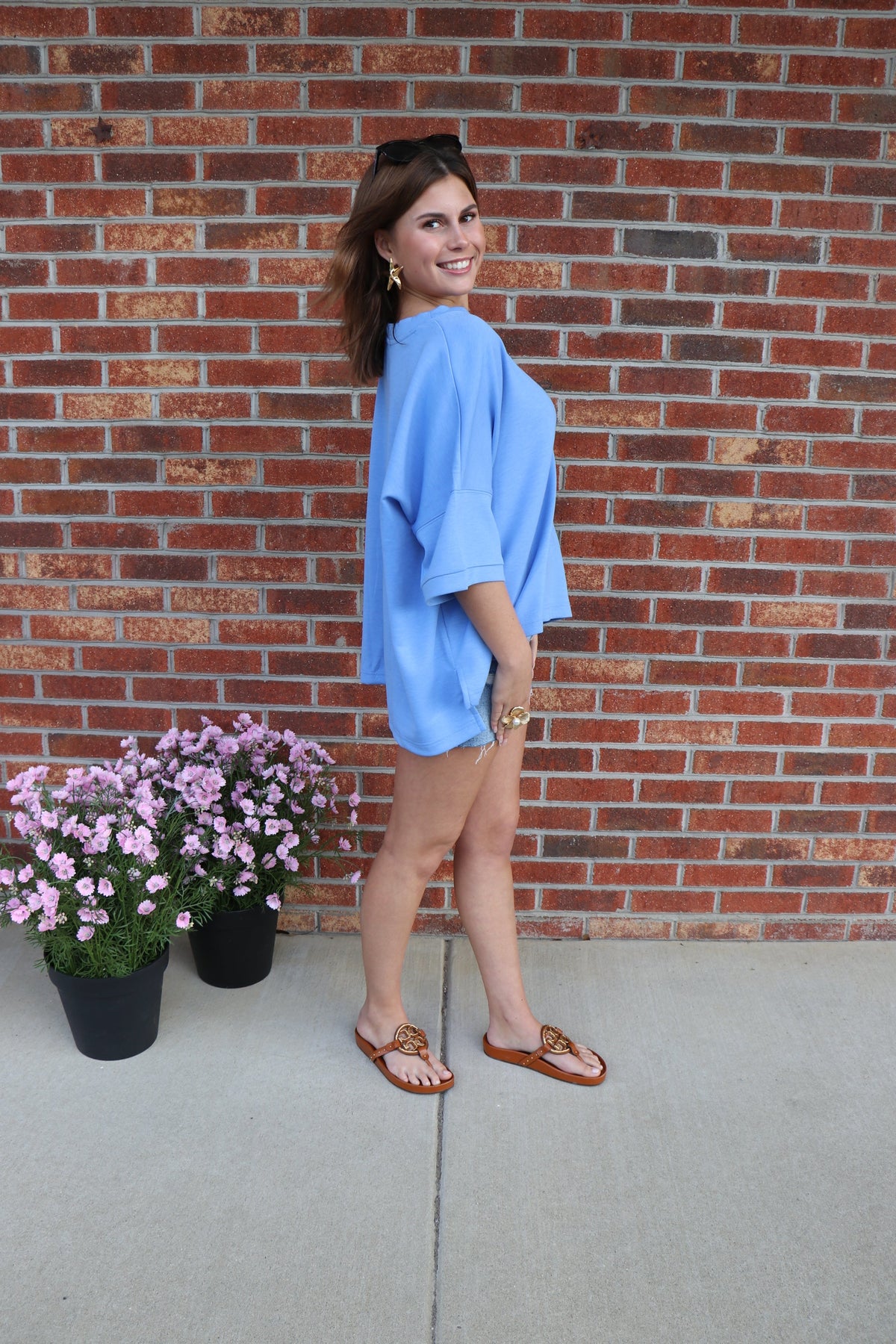 Scuba Plus Size Top in Cornflower Blue