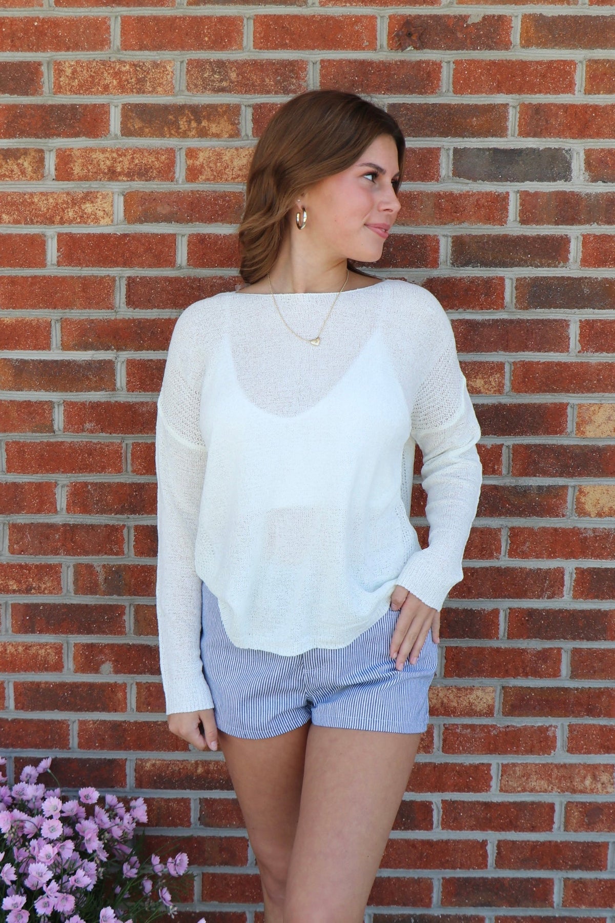 Navy Striped Shorts