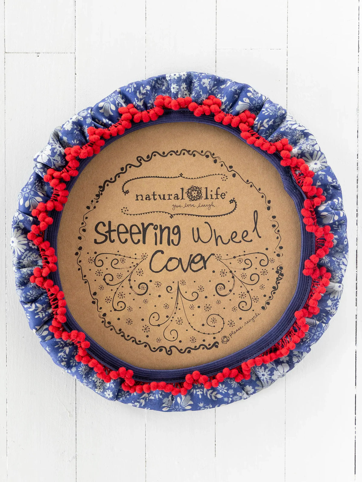Natural Life Steering Wheel Cover, 15" - Diamond Navy