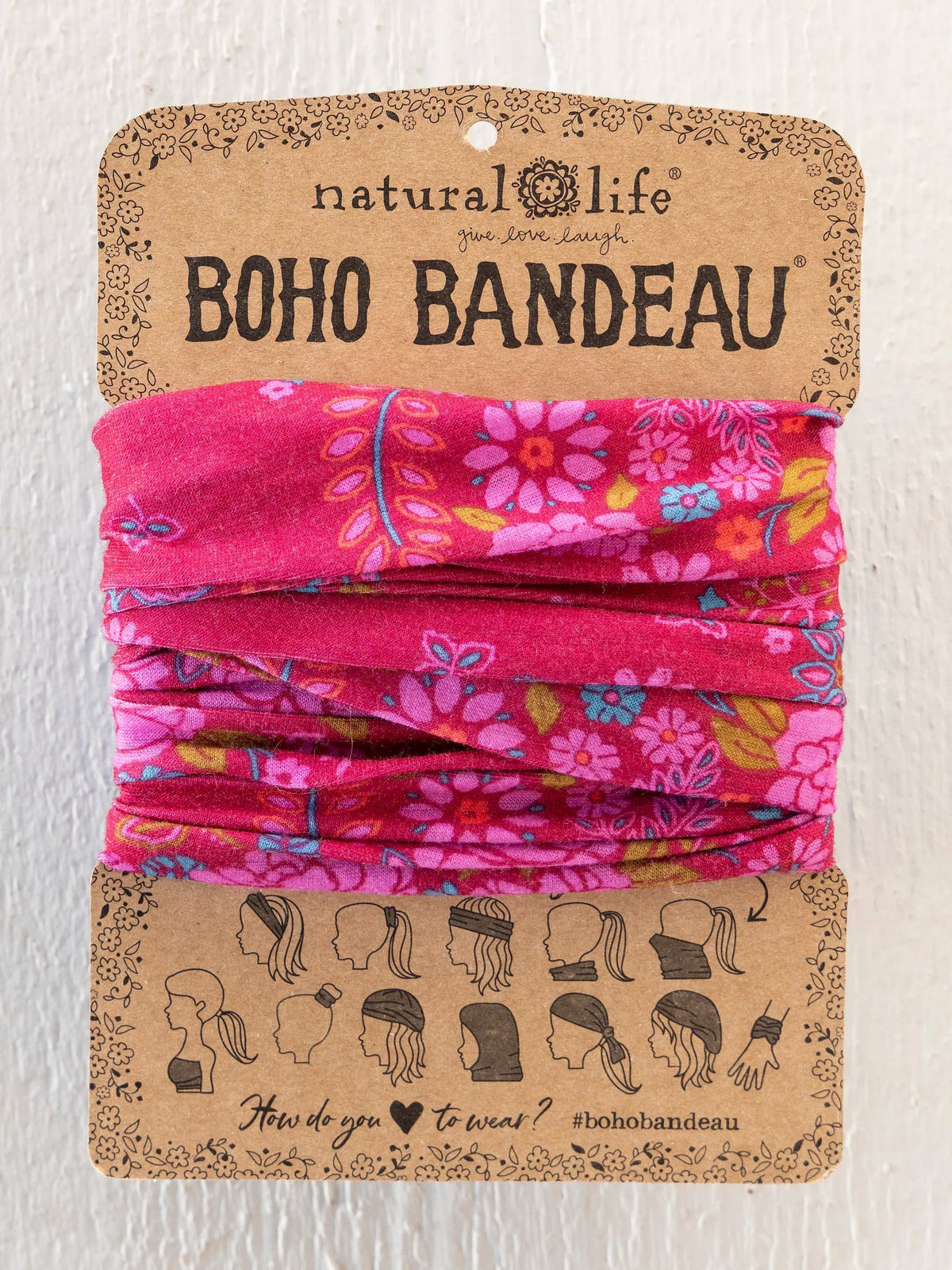 Natural Life Full Boho Bandeau® Headband - Merlot Floral Bandana