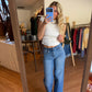 Vervet High Rise Cuffed Wide Leg Jeans