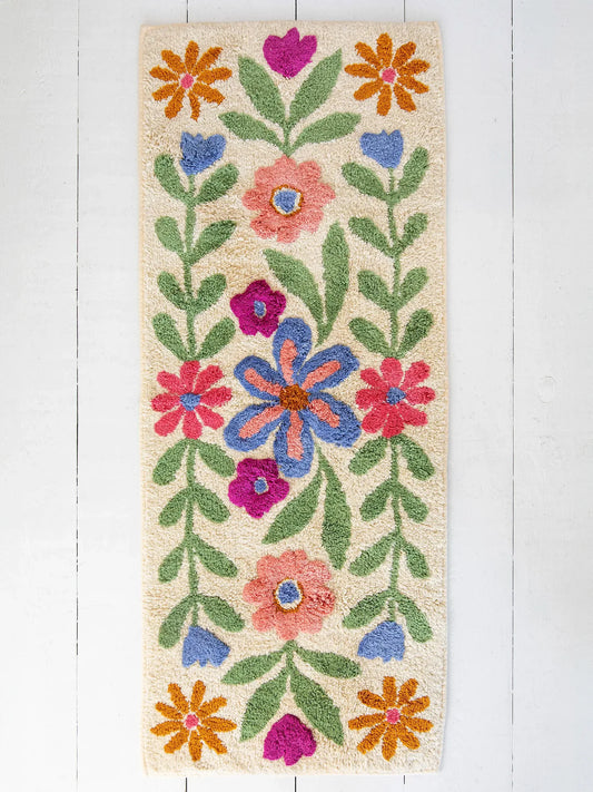 Natural Life Tufted Runner Bath Mat - Cream Floral Vines