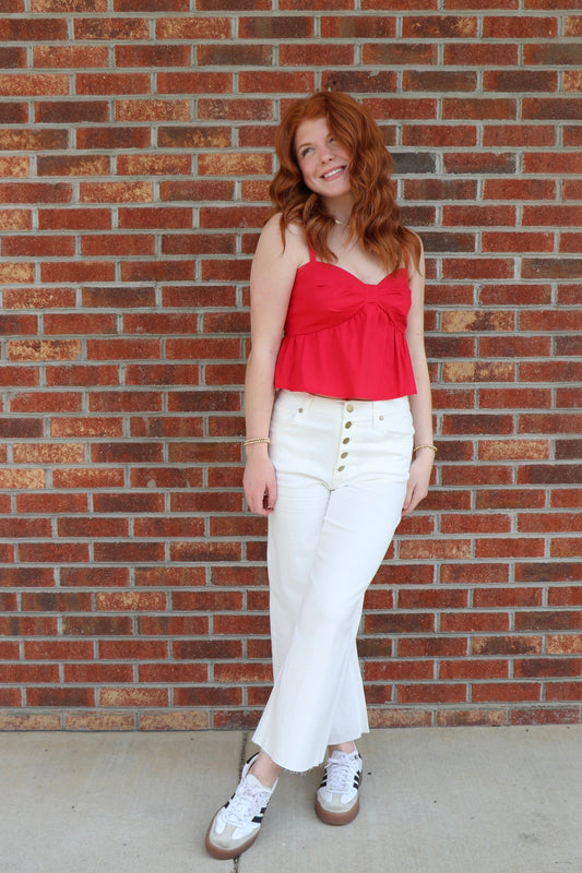 Red Poplin Top