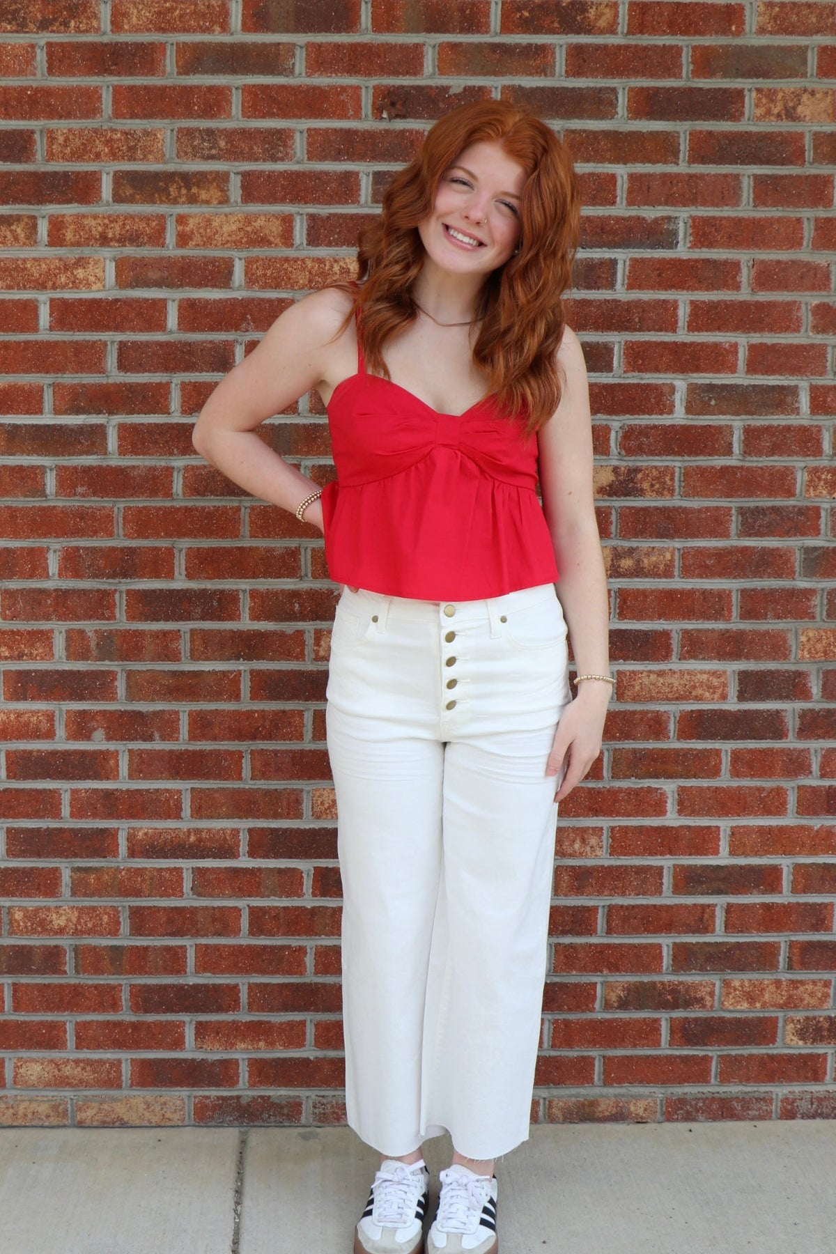Red Poplin Top