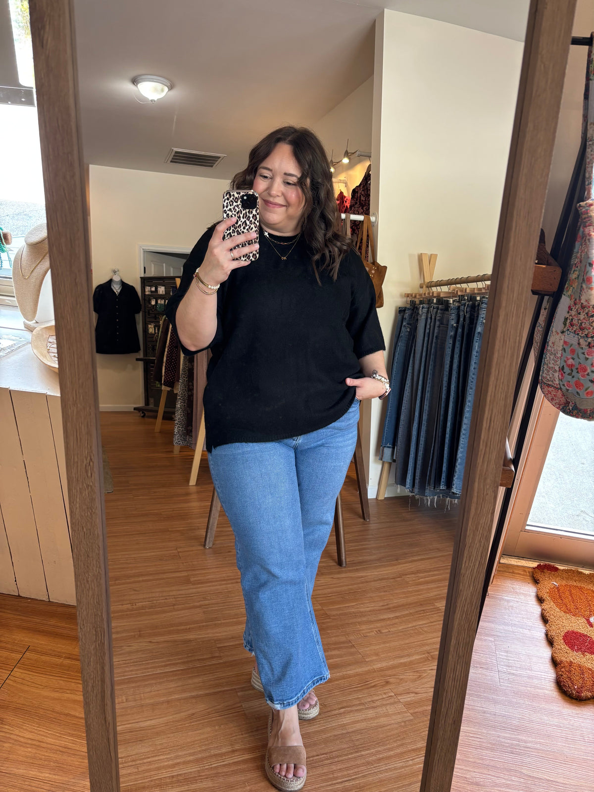 Back in Black Oversized Short Sleeve Sweater