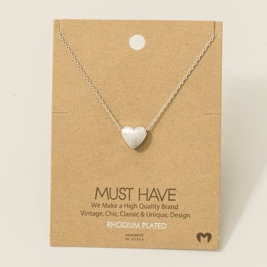 Brushed Gold Dipped Heart Pendant Necklace: Silver